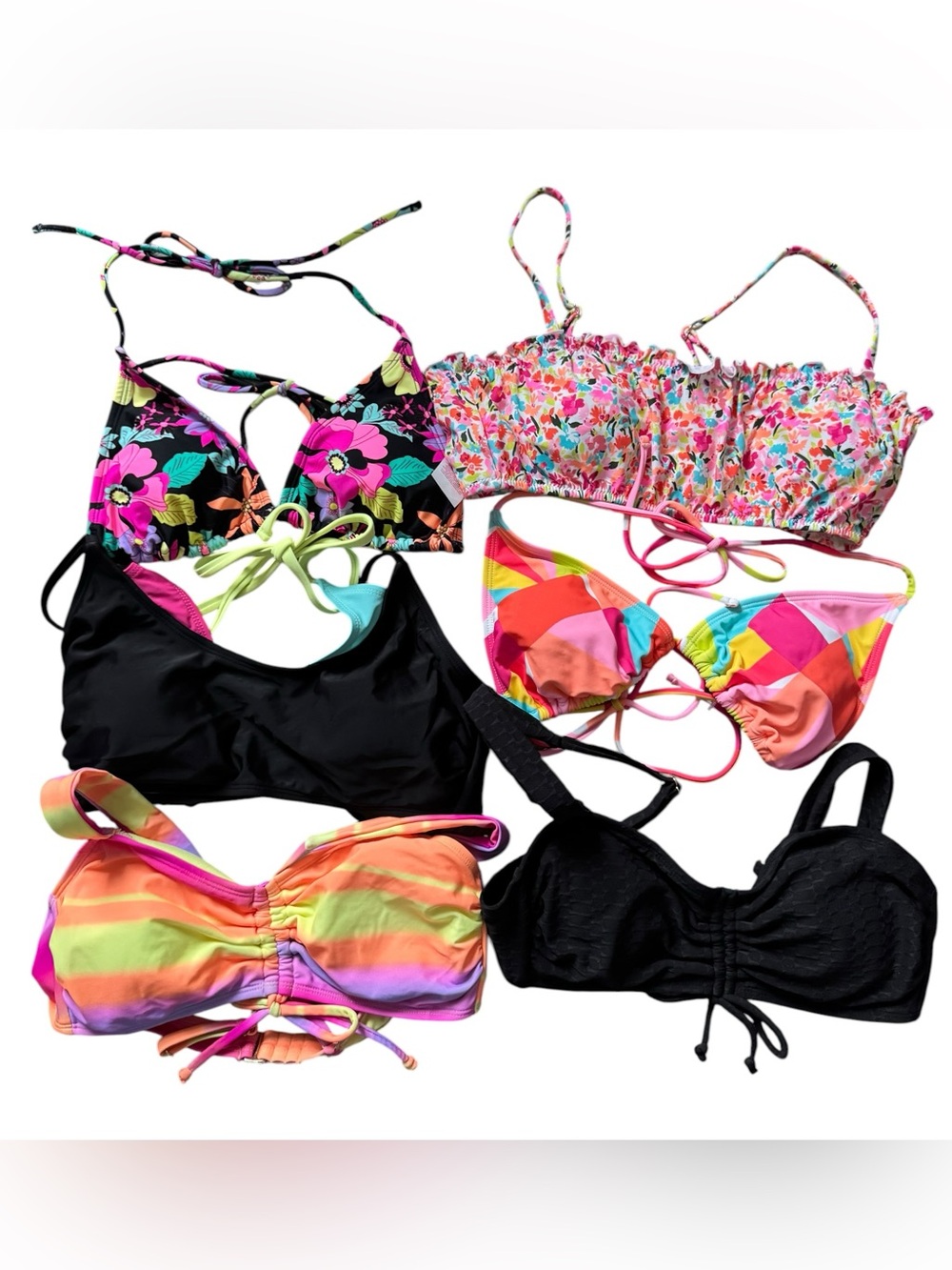 NOBO Lot of 6 Bikini Tops Size M Junior NWOT Mixed Styles Floral Stripe